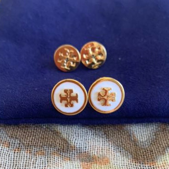 NWOT Tory Burch Enameled Raised-Logo Stud Earring - Picture 5 of 6